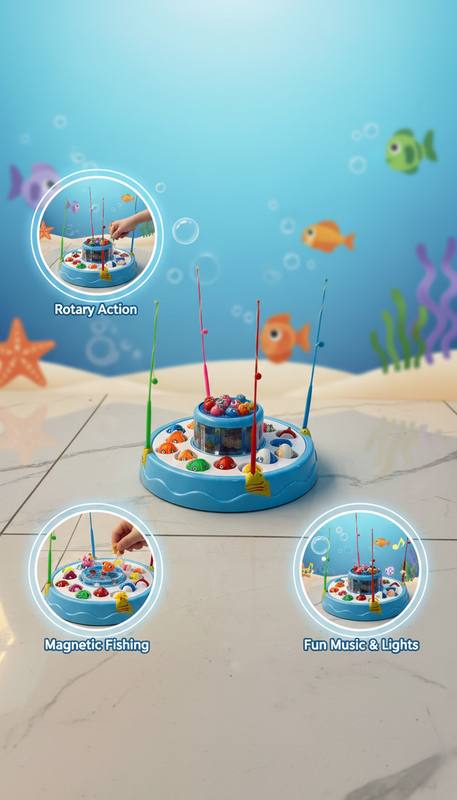 Rotating Magnetic Fishing Toy Set with 26+ Fish & 4 Rods — photo 3
