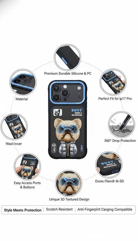 3D Embroidered Dog Armor Case for iPhone 17 Pro – Shockproof 360° Protection — photo 3