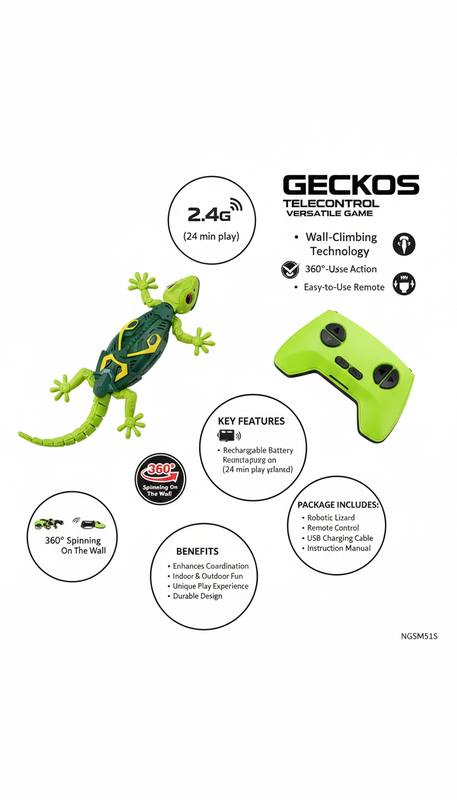 Geckos Telecontrol RC Wall-Climbing Lizard – 360° Spinning Remote Control Toy — photo 2