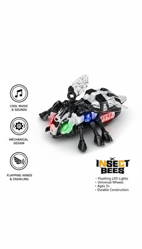 Insect Bees Robotic Crawling Toy – LED Lights, Music & Flapping Wings — photo 3