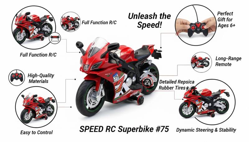 Speed Demon R/C Superbike – High-Performance Remote Control Motorcycle Toy — photo 3