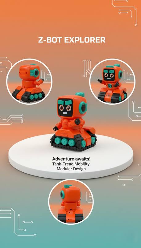 Z-BOT Interactive Robot Toy – Durable Tracks, Movable Head, Battery Powered — photo 2