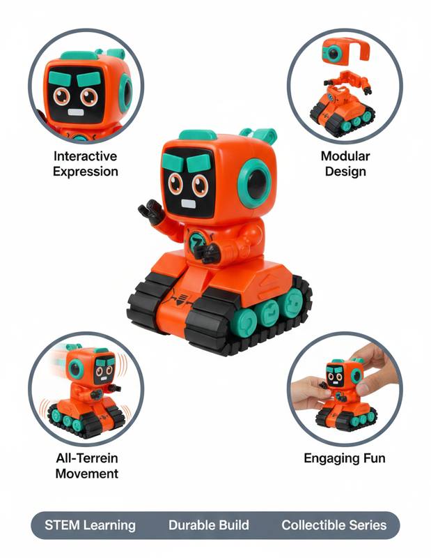 Z-BOT Interactive Robot Toy – Durable Tracks, Movable Head, Battery Powered — photo 3