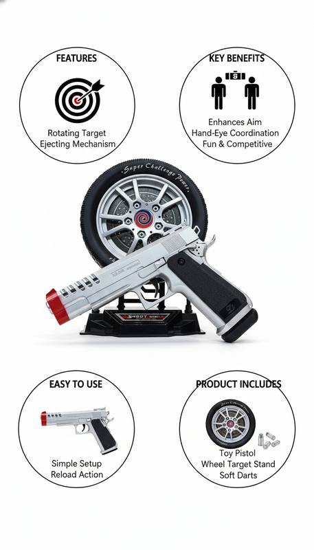 Interactive Shooting Game for Kids – Aim & Focus Training, Rotating Target + Toy Blaster — photo 3