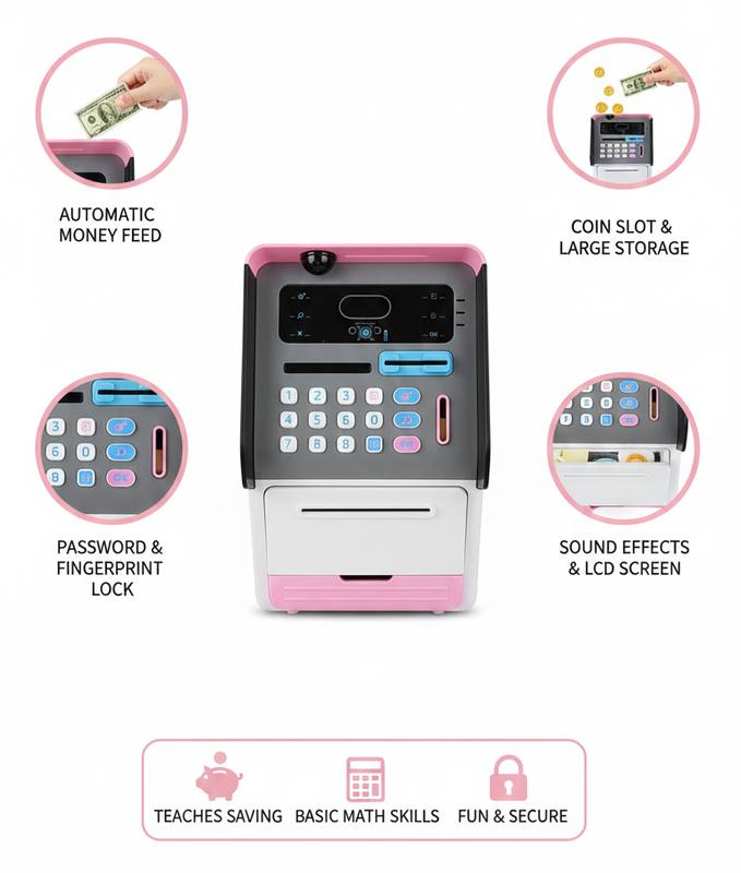 Smart Kids ATM Bank Toy with Password, Coin Slot & Cash Feed — photo 2