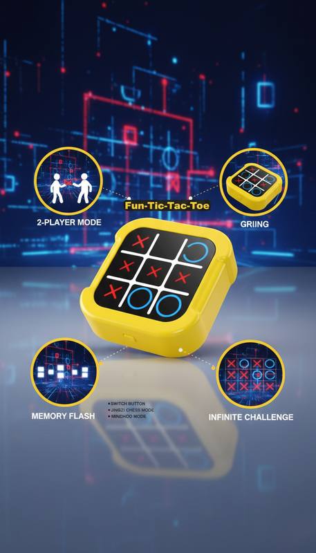 LED Tic-Tac-Toe Electronic Game | Memory Flash + Multi-Mode Logic Trainer Toy — photo 2