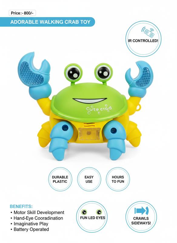 Adorable Infrared Controlled Walking Crab Toy with Fun LED Eyes, Durable Plastic Build, Sideways Crawling Action, Motor Skill Development and Engaging Imaginative Play — photo 2