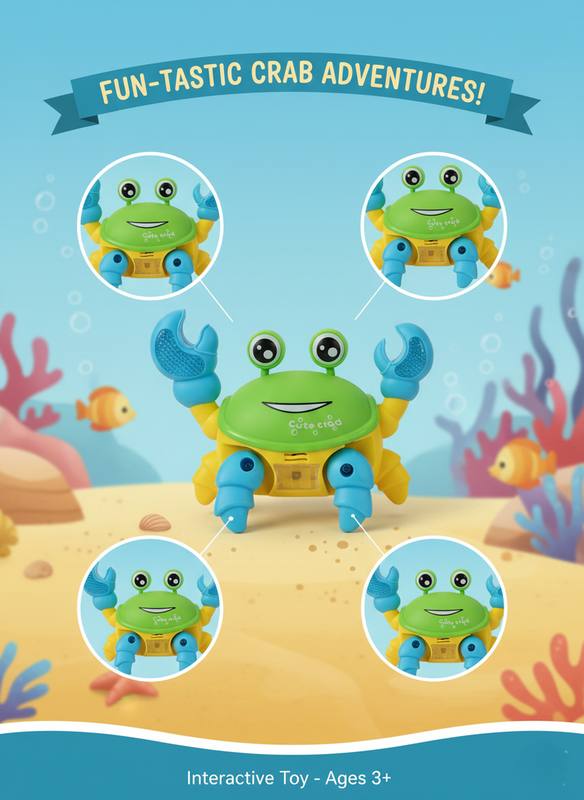 Adorable Infrared Controlled Walking Crab Toy with Fun LED Eyes, Durable Plastic Build, Sideways Crawling Action, Motor Skill Development and Engaging Imaginative Play — photo 3