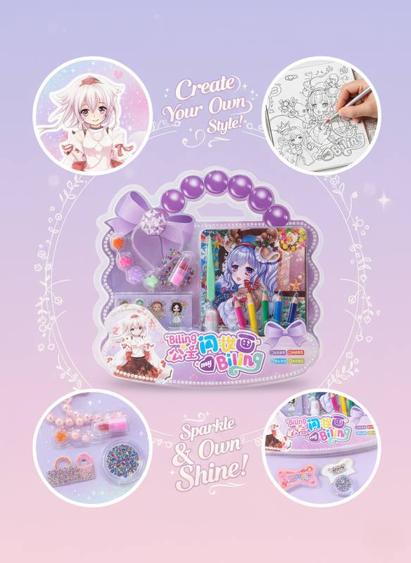 Magical Princess DIY Glitter Art & Fashion Design Creativity Set with Anime Craft Accessories, Sparkle Tools, Coloring Pens, Beads, Stickers & Style Kit — photo 2