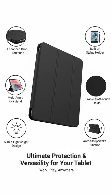 Premium Magnetic Stand Protective Tablet Case with Secure Pen Holder, Shock-Resistant Build, Multi-Angle Viewing, Slim Lightweight Design for Everyday Safe Device Use — photo 3