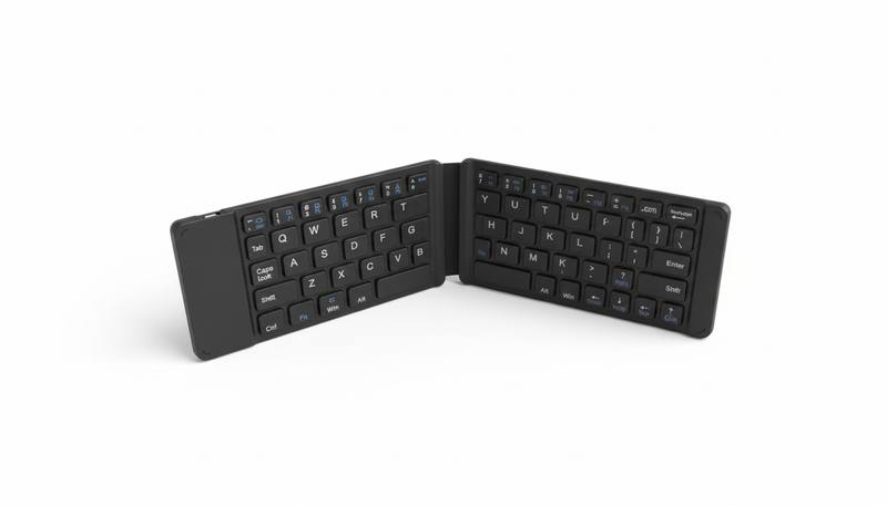 Ultra-Slim Foldable Bluetooth Keyboard with Rechargeable Battery, Pocket-Sized Design, Multi-Device Compatibility for Smartphones, Tablets, and Laptops