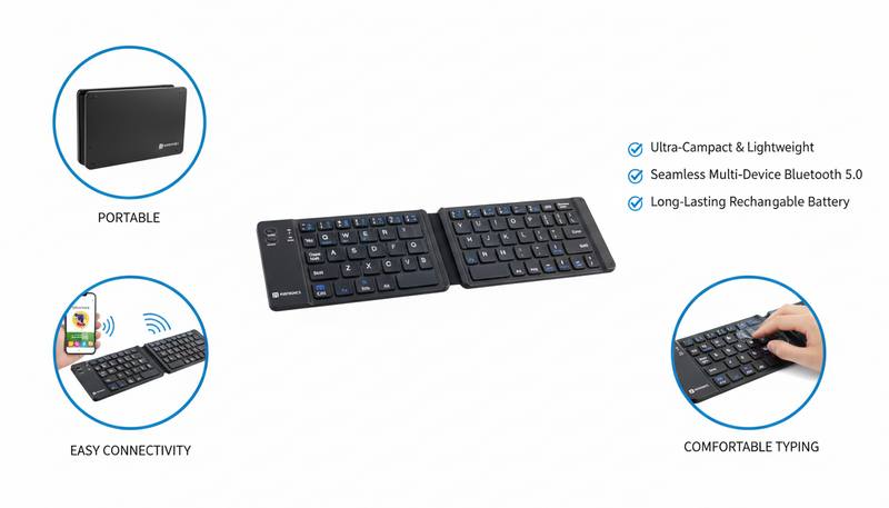 Ultra-Slim Foldable Bluetooth Keyboard with Rechargeable Battery, Pocket-Sized Design, Multi-Device Compatibility for Smartphones, Tablets, and Laptops — photo 3