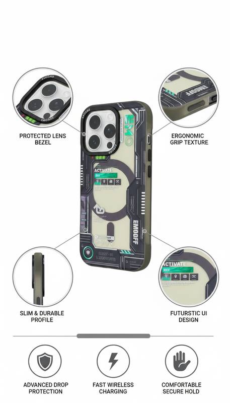 Futuristic Armor Shockproof Phone Case with Ergonomic Grip, Wireless Charging Support, and Advanced Drop Protection — photo 3
