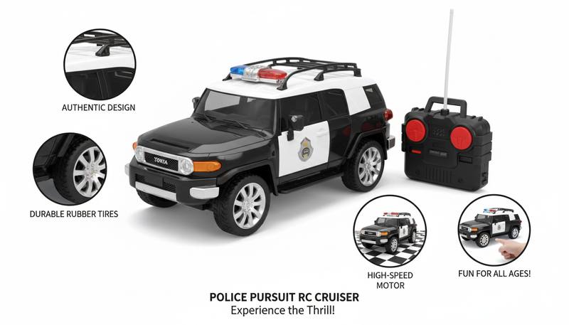 Remote Control Police SUV Toy Car with Flashing Lights, Durable Off-Road Tires, Long-Lasting Battery and Easy Steering for Kids — photo 2