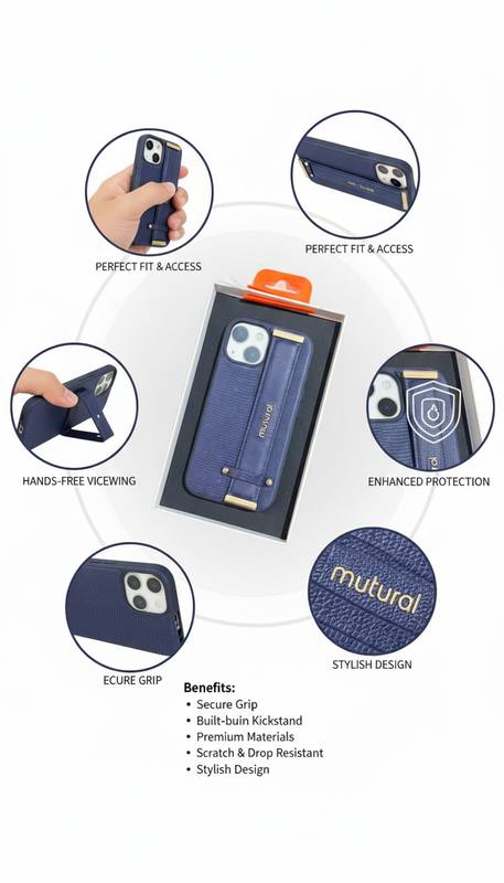 Mutural Premium Grip & Kickstand Phone Case with Wireless Charging Compatibility — photo 3