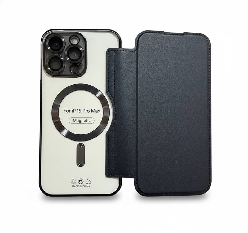 Premium MagSafe-Compatible Flip Wallet Leather Case with Lens Protection for iPhone Pro Max Series