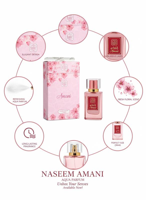 Naseem Amani Aqua Parfum 30ml – Long-Lasting Fresh Floral Fragrance with Elegant Luxury Bottle for Women — photo 3