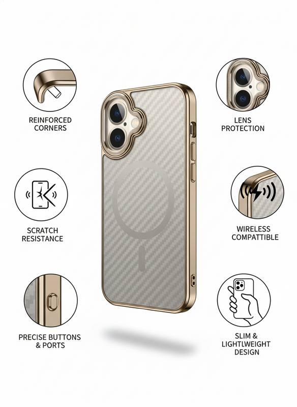 Premium Carbon Fiber Style Magnetic Wireless Compatible Phone Case with Reinforced Corners and Lens Protection – Slim Scratch Resistant Protective Cover — photo 2