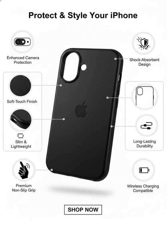 Premium Soft-Touch Shockproof iPhone Case with Slim Lightweight Protection and Wireless Charging Compatibility — photo 2