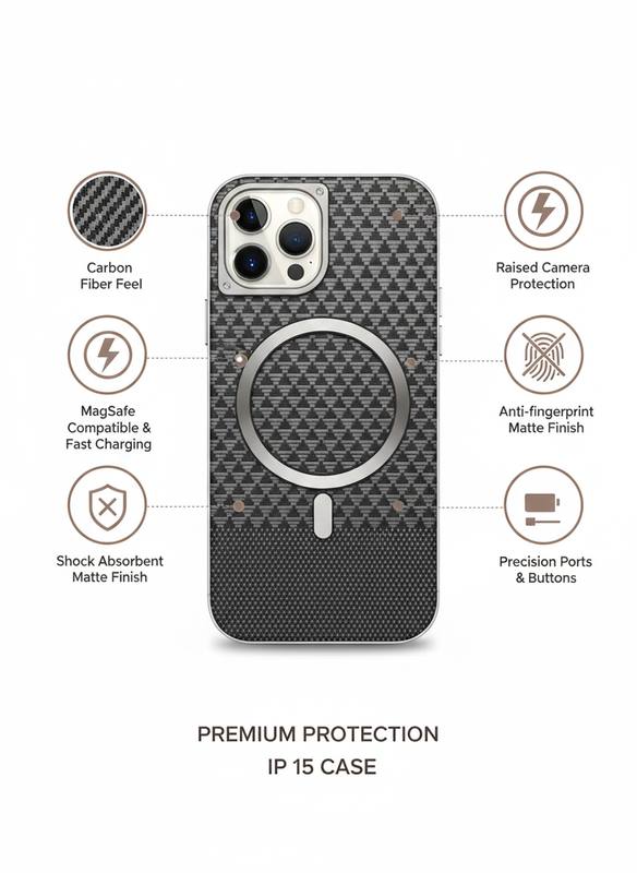Ultra-Thin Carbon Texture MagSafe Compatible iPhone Case with Raised Lens Protection and Anti-Fingerprint Finish — photo 2