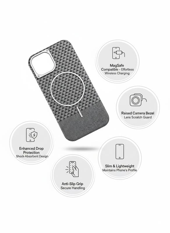 Ultra-Thin Carbon Texture MagSafe Compatible iPhone Case with Raised Lens Protection and Anti-Fingerprint Finish — photo 3