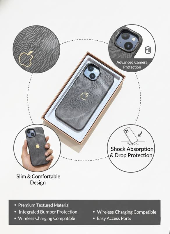 Premium Textured Shockproof iPhone Case with Slim Design, Advanced Camera Protection, and Wireless Charging Compatibility — photo 3