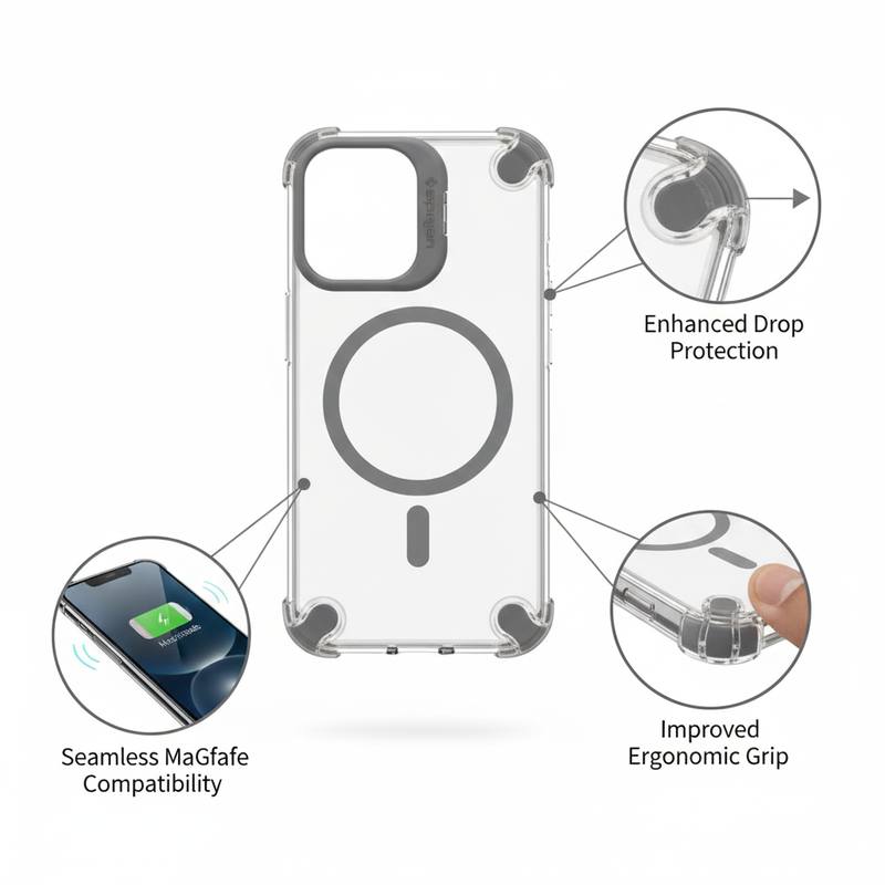 Spigen Ultra Hybrid MagSafe Clear Protective Case for iPhone 16 Pro with Military Grade Drop Protection, Crystal Clear Back, Camera Guard, Slim Lightweight Design, Enhanced Grip, and Wireless Charging Compatibility — photo 2