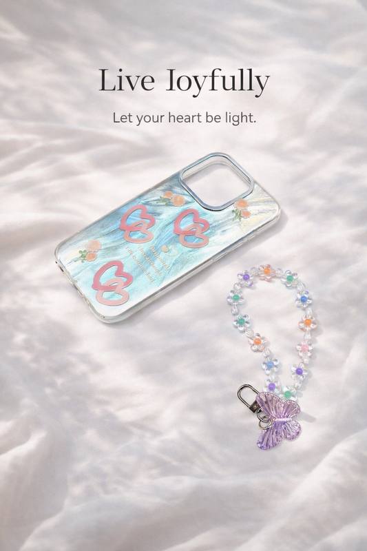 Phone Case for iPhone 15 Pro with Beaded Charm, Slim Transparent Protective Back Cover with Raised Camera Edges and Glossy Finish — photo 3