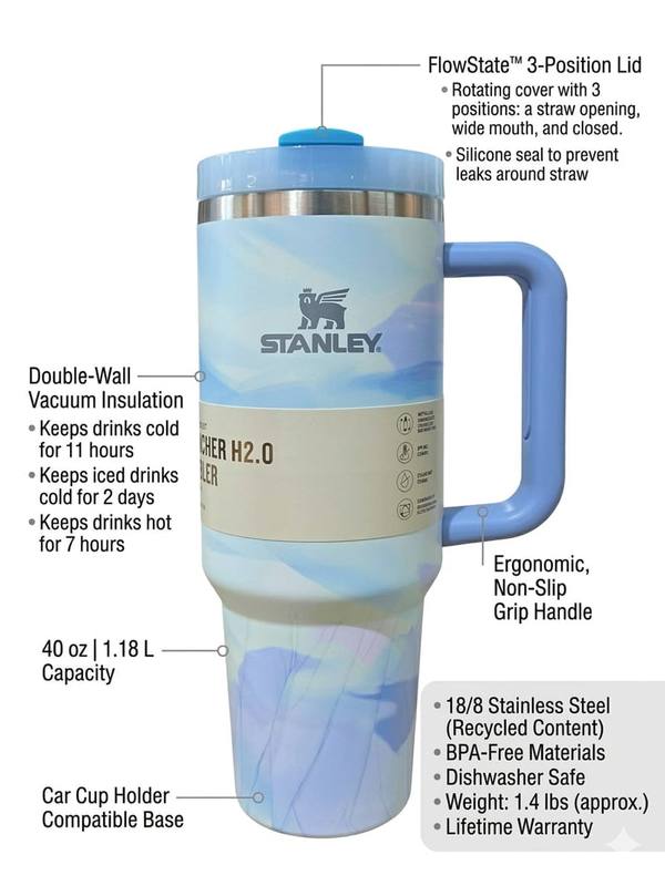 Quencher H2.0 FlowState Stainless Steel Vacuum Insulated Tumbler with Lid and Straw for Water, Iced Tea or Coffee — photo 3
