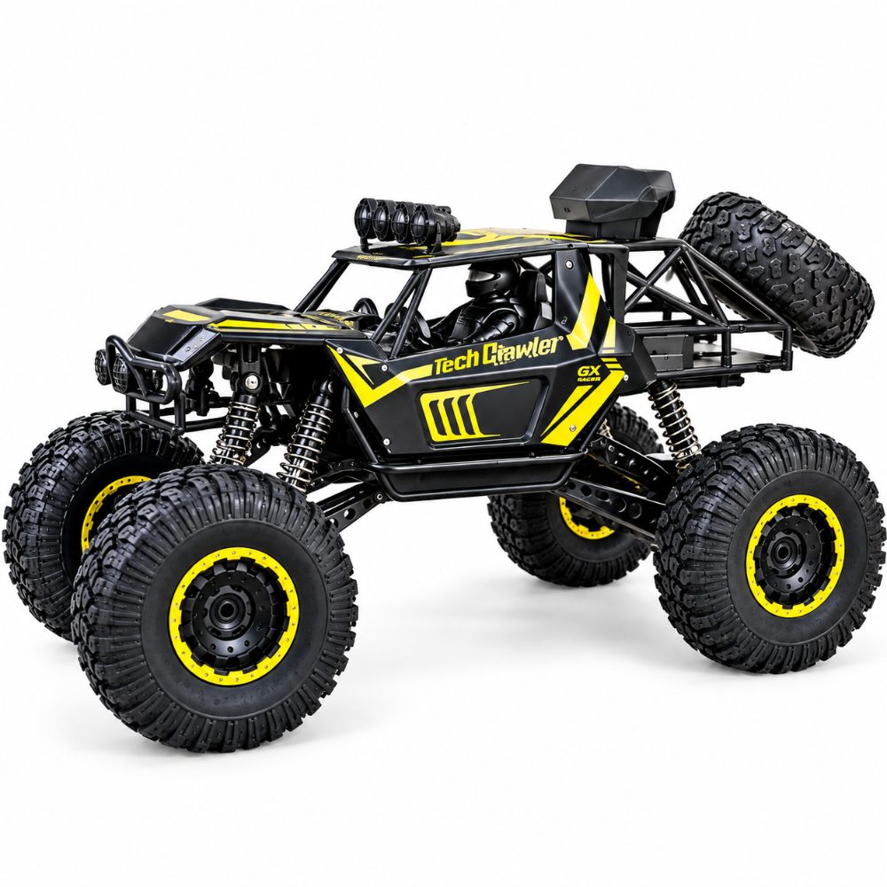 Rock Crawler 4x4 Off-Road RC Truck – High-Torque Remote Control Car with Large Tires & Spare Wheel