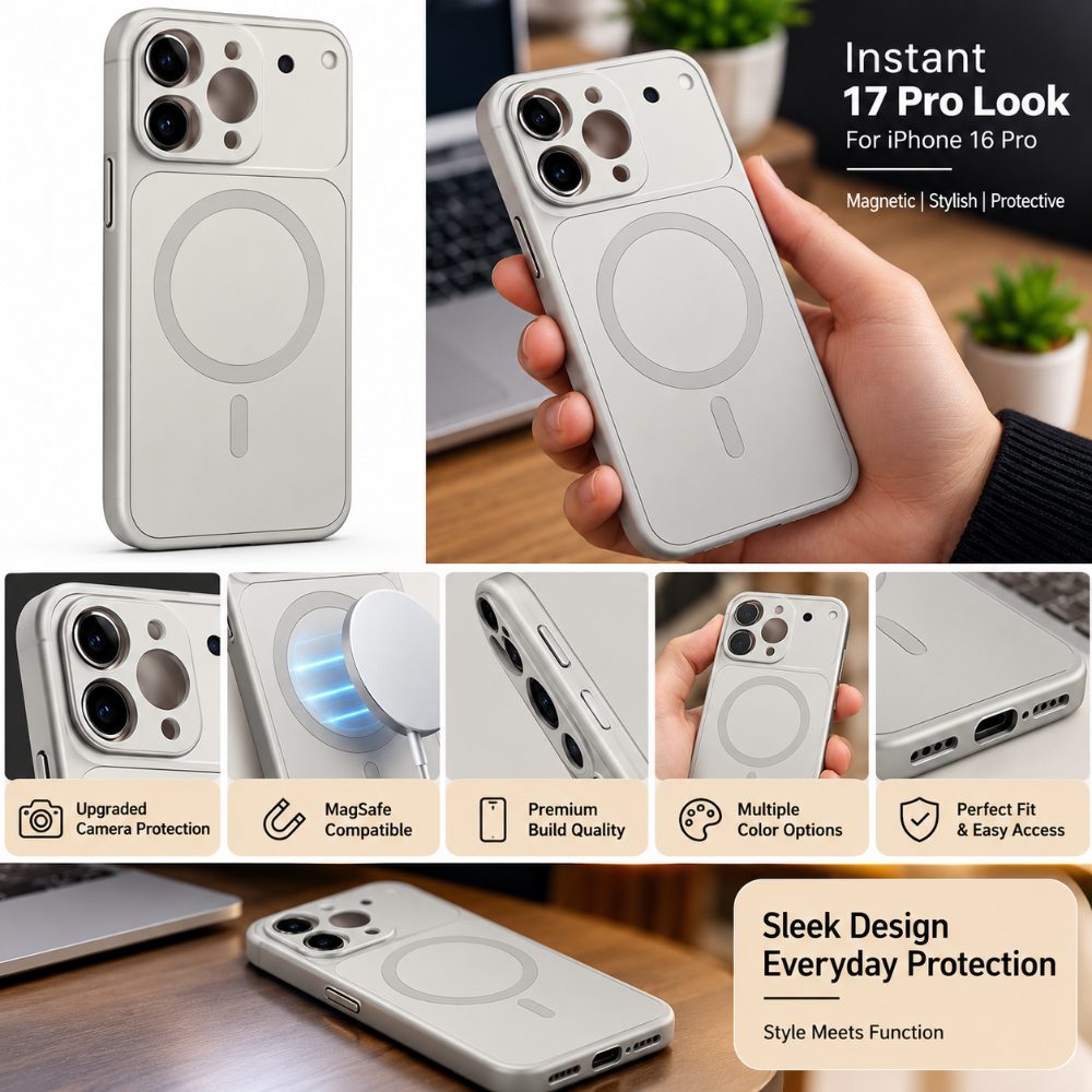 Magnetic Camera Upgrade Style Case for iPhone 16 Pro – Silver | Rajdhani Telecom — photo 4