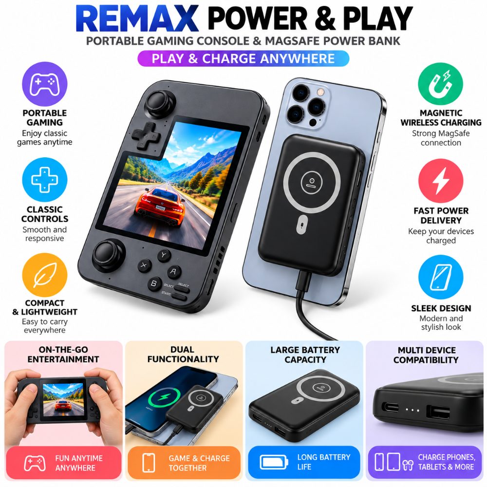 Remax Portable Gaming Console & MagSafe Power Bank – Play & Charge Anywhere — photo 2