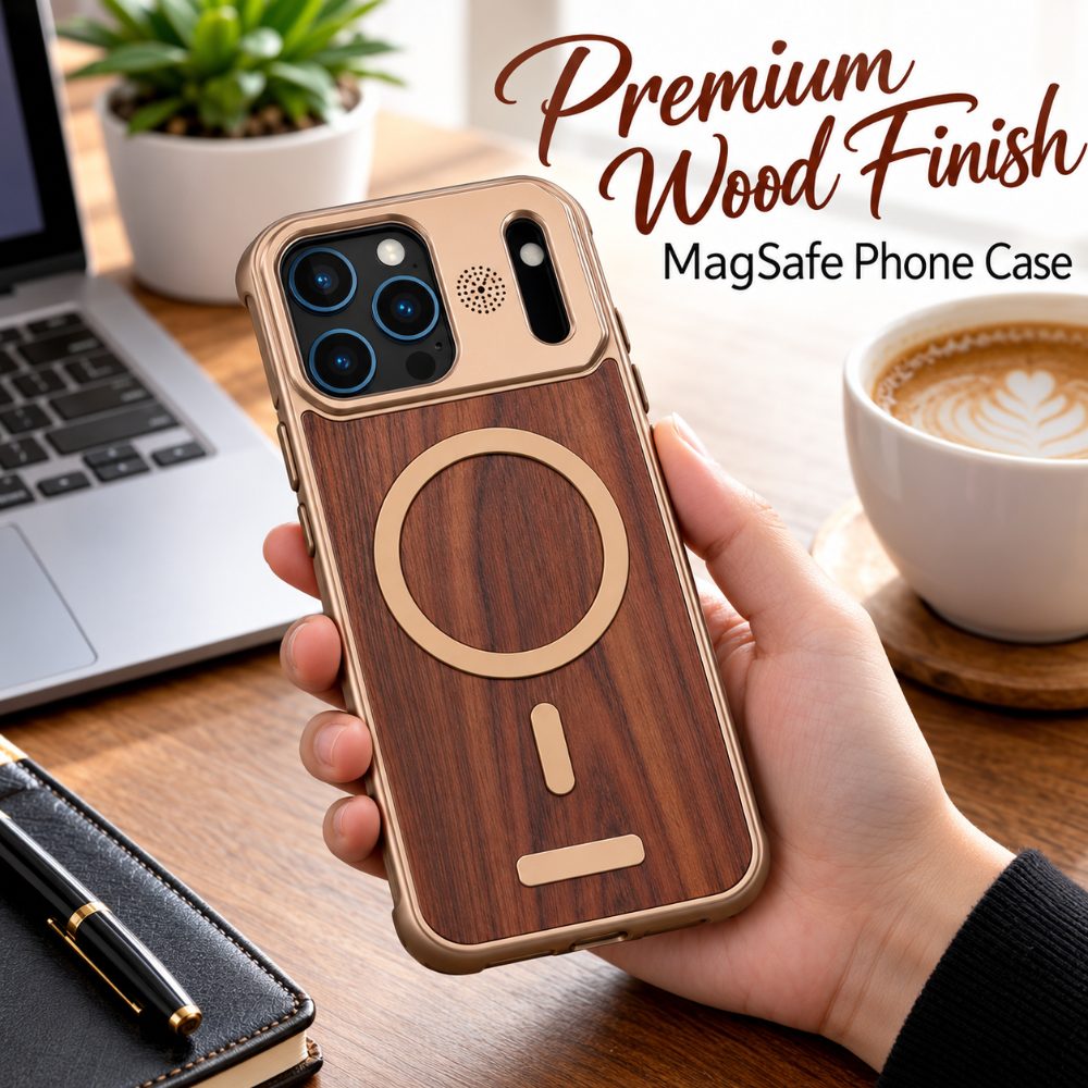 Premium Wood Texture MagSafe Case for iPhone 17 Pro | Luxury Shockproof Protective Cover | Vintage Wooden Finish — photo 3