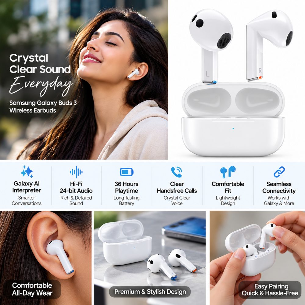Samsung Galaxy Buds 3 Wireless Earbuds – Galaxy AI Interpreter | Hi-Fi 24-bit Audio | 36H Playtime — photo 3