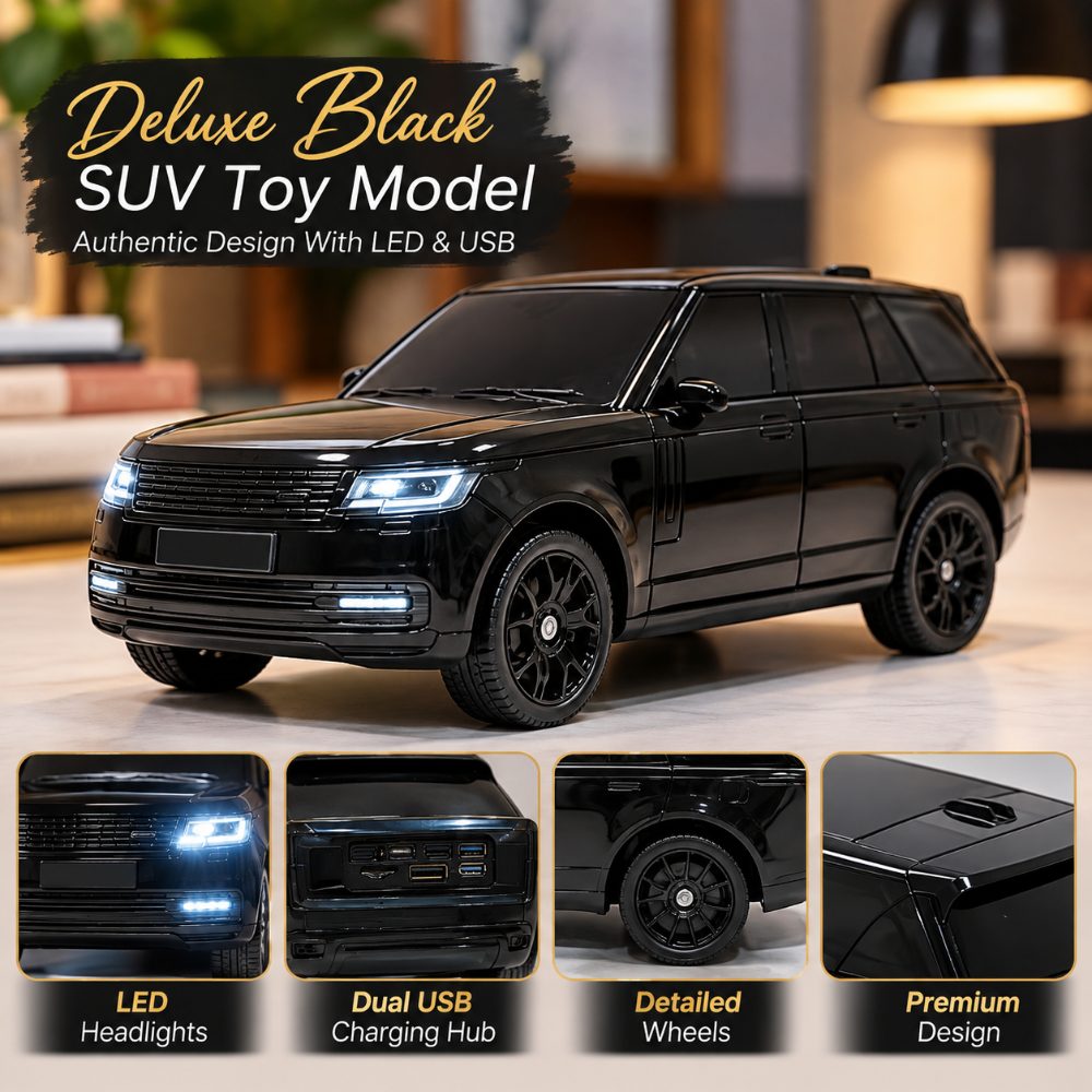 Deluxe Black SUV Toy Model – Authentic 1:24 Scale with Dual USB Ports & LED Features — photo 2