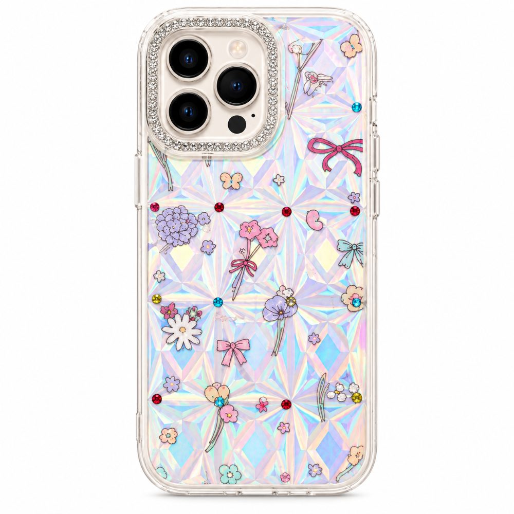 Elegant Iridescent Floral Armor Case – Premium Protection for iPhone 16 Series — photo 1