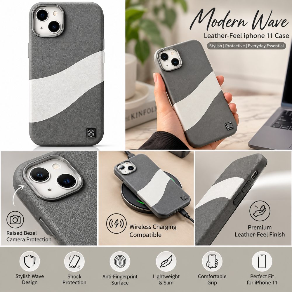 Modern Wave Leather-Feel iphone 11 Case | Advanced Camera Protection — photo 2