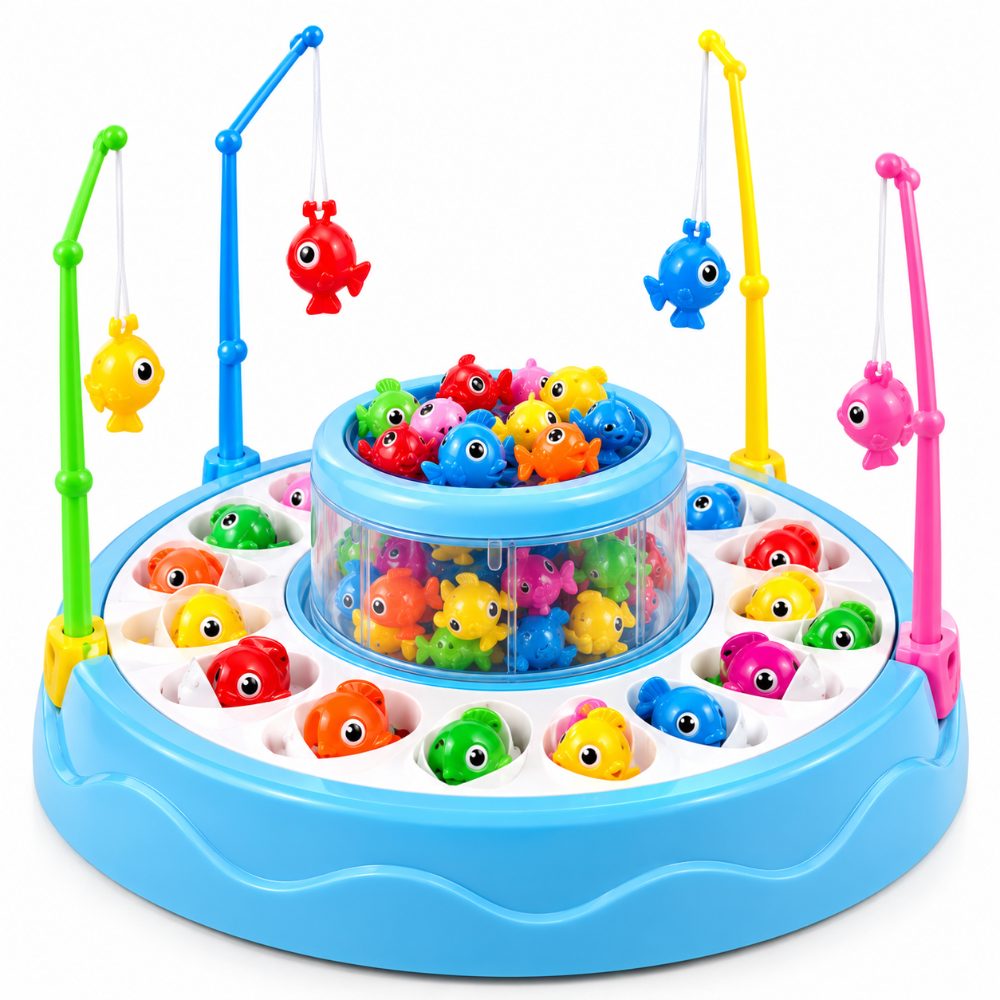 Rotating Magnetic Fishing Toy Set with 26+ Fish & 4 Rods