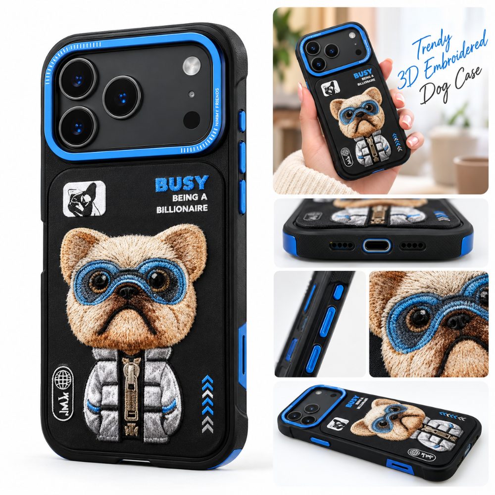 3D Embroidered Dog Armor Case for iPhone 17 Pro – Shockproof 360° Protection — photo 3