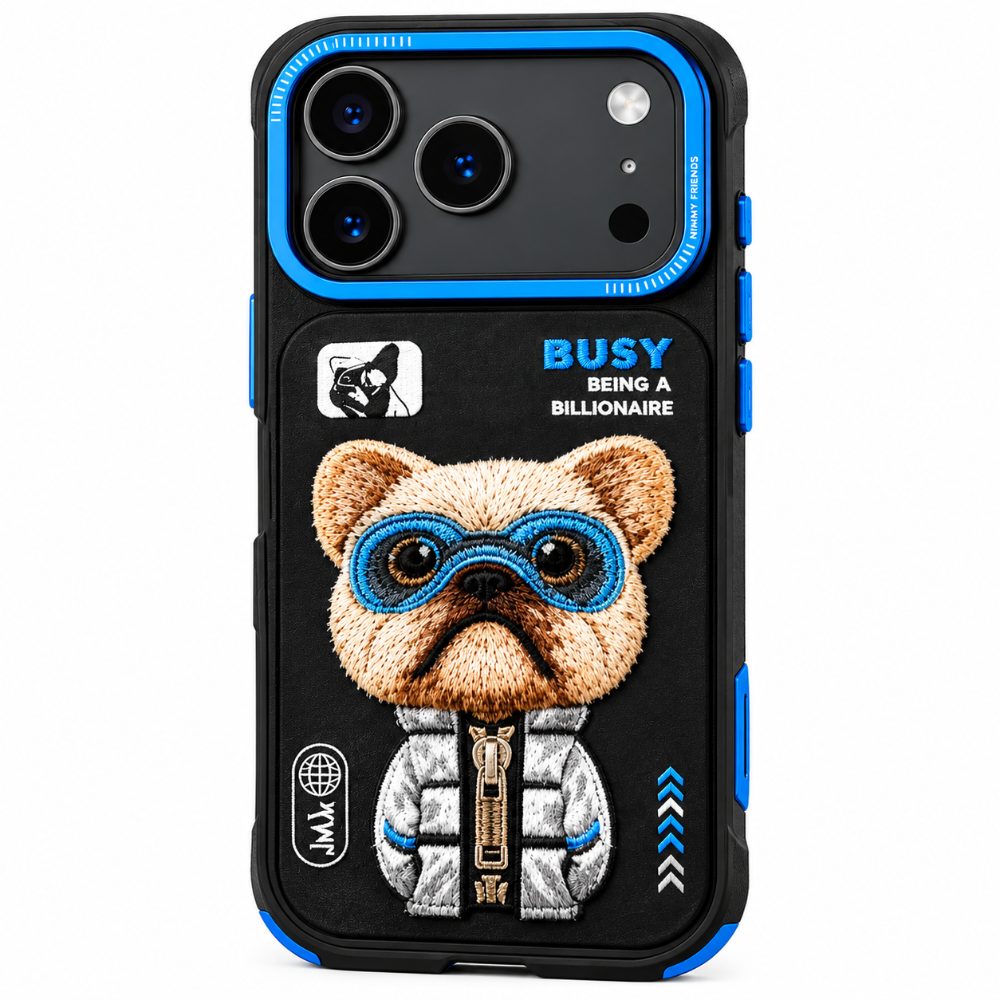 3D Embroidered Dog Armor Case for iPhone 17 Pro – Shockproof 360° Protection