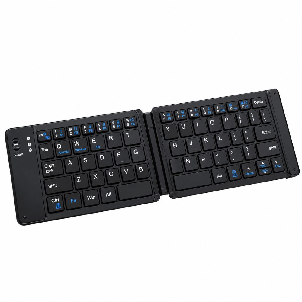 Ultra-Slim Foldable Bluetooth Keyboard with Rechargeable Battery, Pocket-Sized Design, Multi-Device Compatibility for Smartphones, Tablets, and Laptops