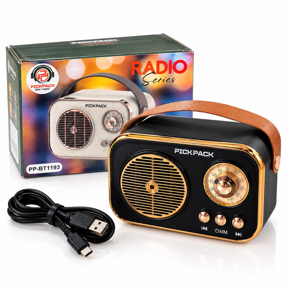 Pre-Owned Pickpack PP-BT1193 Retro Radio Bluetooth Speaker with FM Radio, TF Card, USB & Rechargeable Battery — photo 1