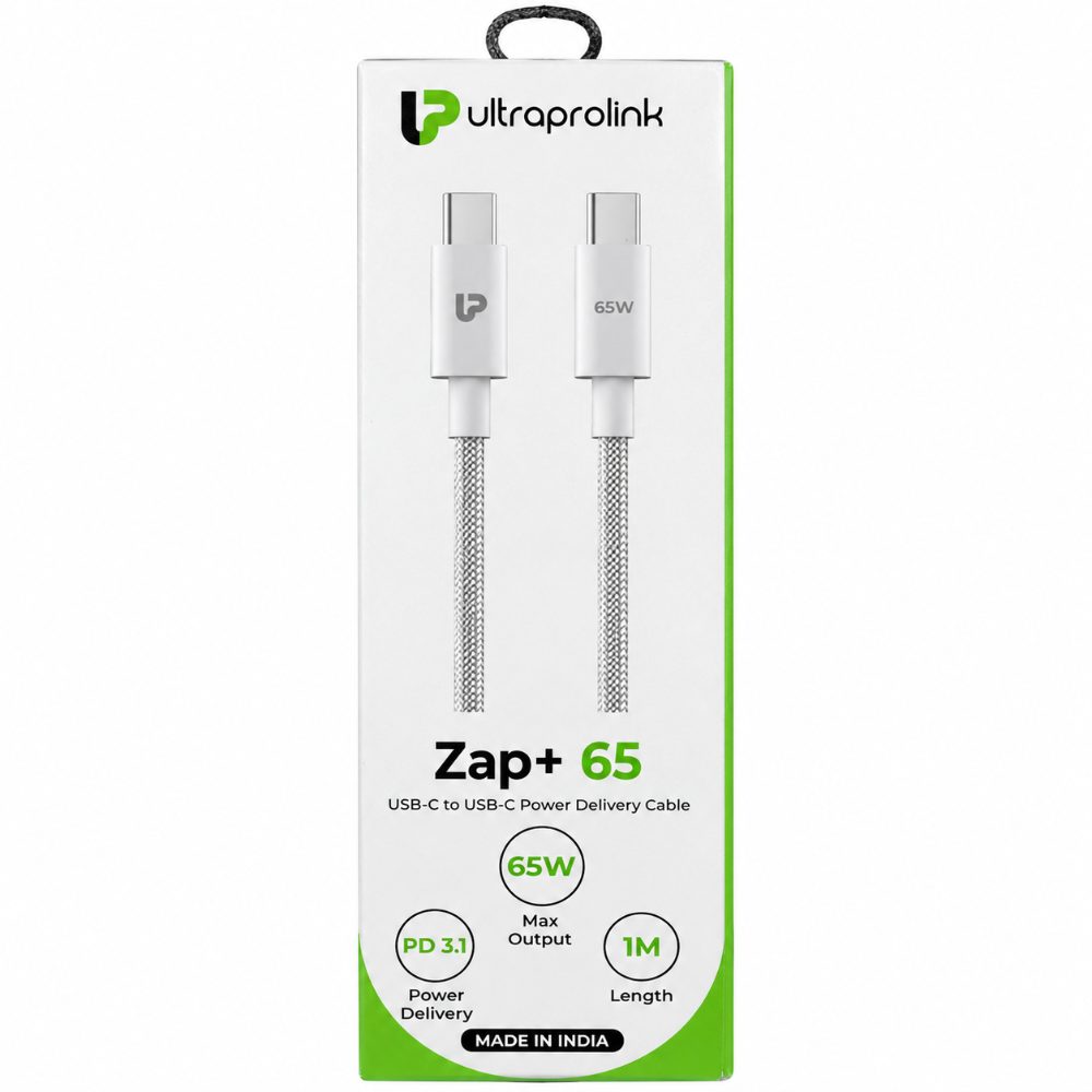 Ultraprolink Zap+ 65 USB C to USB C Cable 65W PD 3.1 Fast Charging Cable 1 Meter Braided Type C Data Cable for Smartphone Laptop Tablet — photo 1