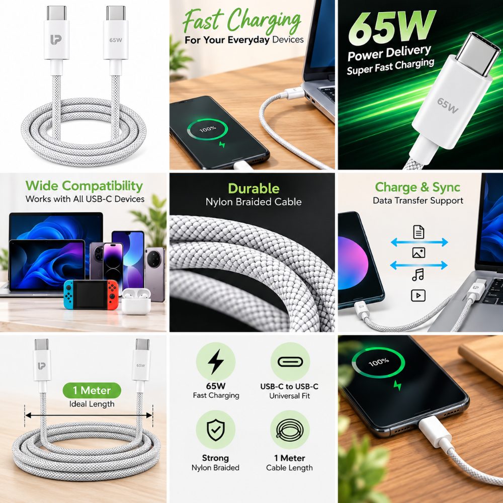 Ultraprolink Zap+ 65 USB C to USB C Cable 65W PD 3.1 Fast Charging Cable 1 Meter Braided Type C Data Cable for Smartphone Laptop Tablet — photo 4
