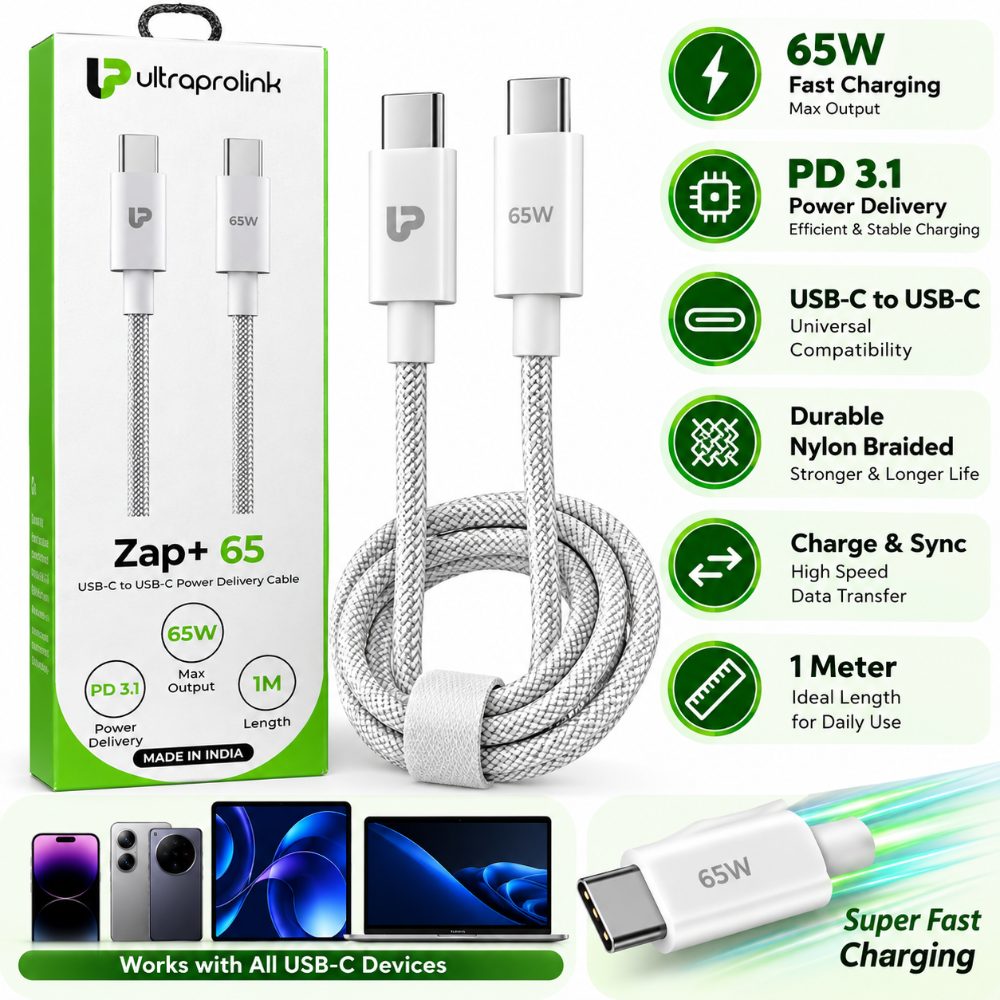 Ultraprolink Zap+ 65 USB C to USB C Cable 65W PD 3.1 Fast Charging Cable 1 Meter Braided Type C Data Cable for Smartphone Laptop Tablet — photo 3