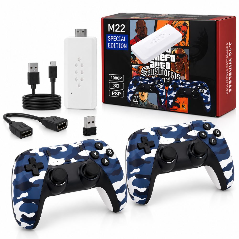 M22 Game Stick Pre-Owned 1080P HD Gaming Console with 20000+ Games, Dual 2.4G Wireless Controllers, 3D Support, HDMI Plug and Play Retro Game Console — photo 1