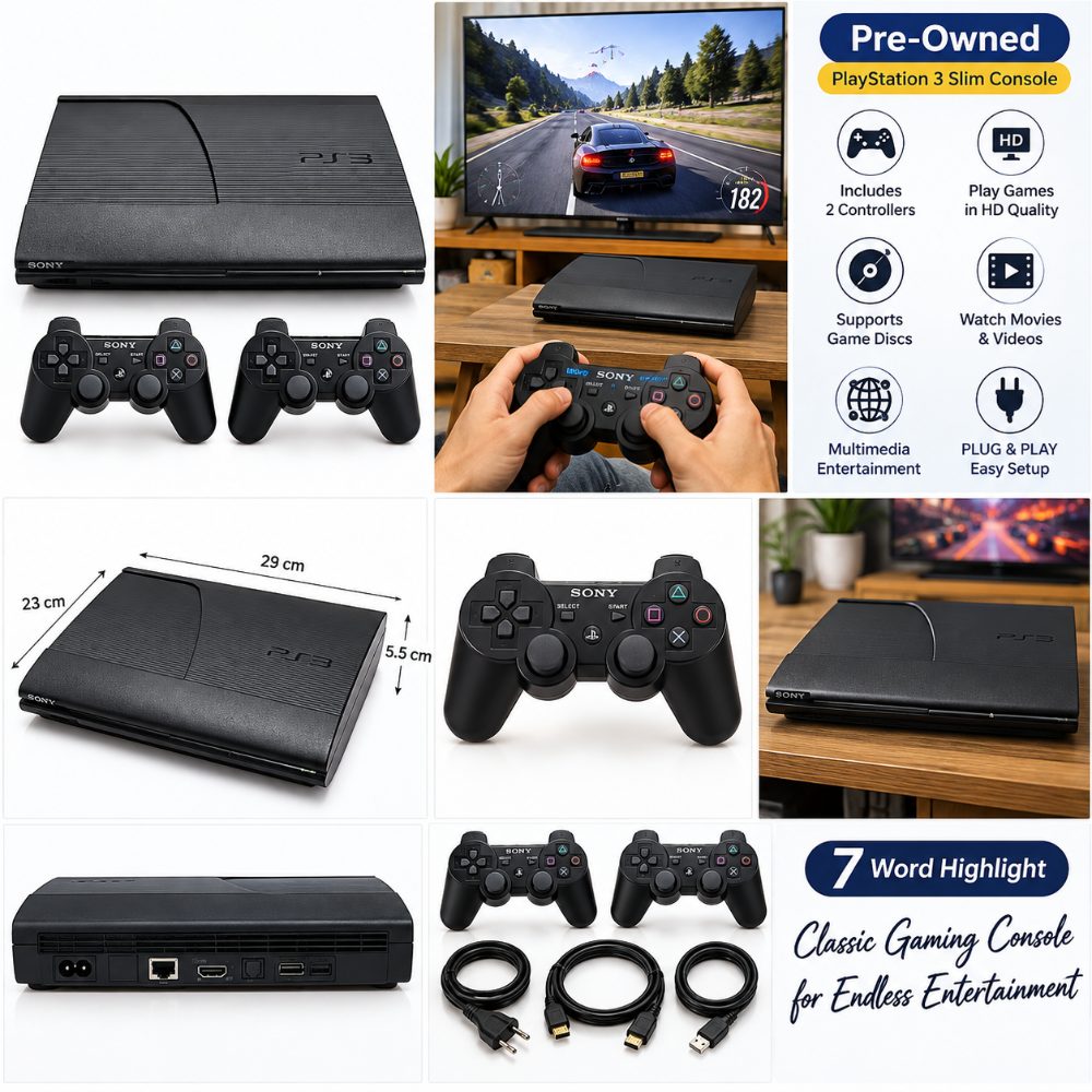 Pre-Owned PlayStation 3 Slim Console with 2 Controllers, Gaming Console for Home Entertainment — photo 3