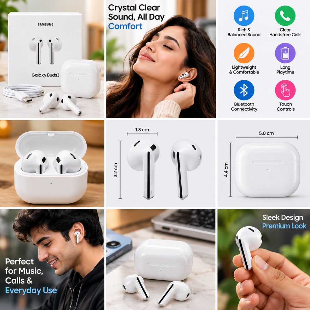 Samsung Galaxy Buds3 White Wireless Bluetooth Earbuds with Charging Case for Music and Calls — photo 4