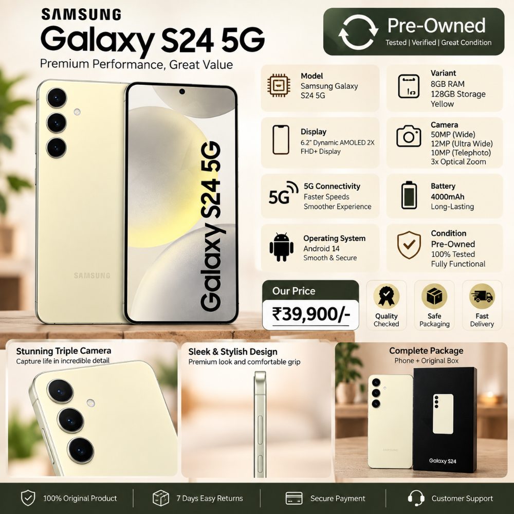 Samsung Galaxy S24 5G 8GB RAM 128GB Storage Yellow Pre-Owned Smartphone with 6.2 Inch Dynamic AMOLED 2X Display Triple Camera 4000mAh Battery — photo 2