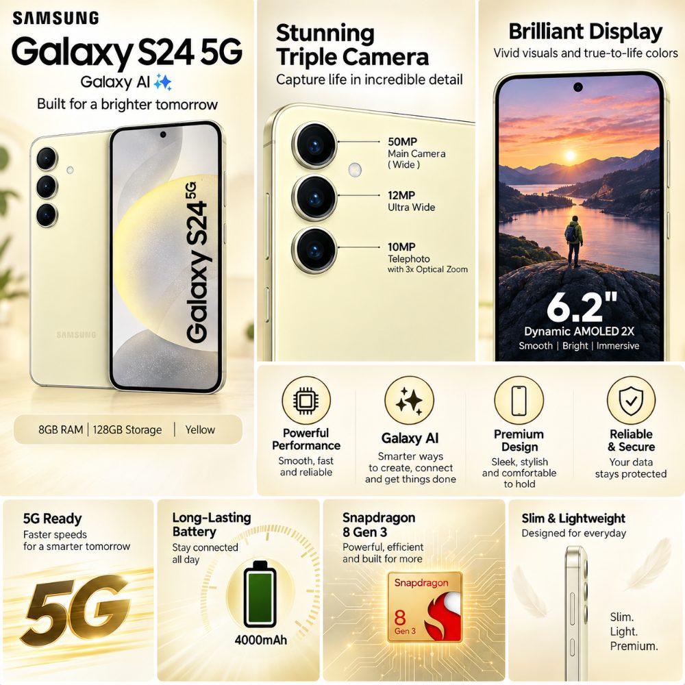 Samsung Galaxy S24 5G 8GB RAM 128GB Storage Yellow Pre-Owned Smartphone with 6.2 Inch Dynamic AMOLED 2X Display Triple Camera 4000mAh Battery — photo 3